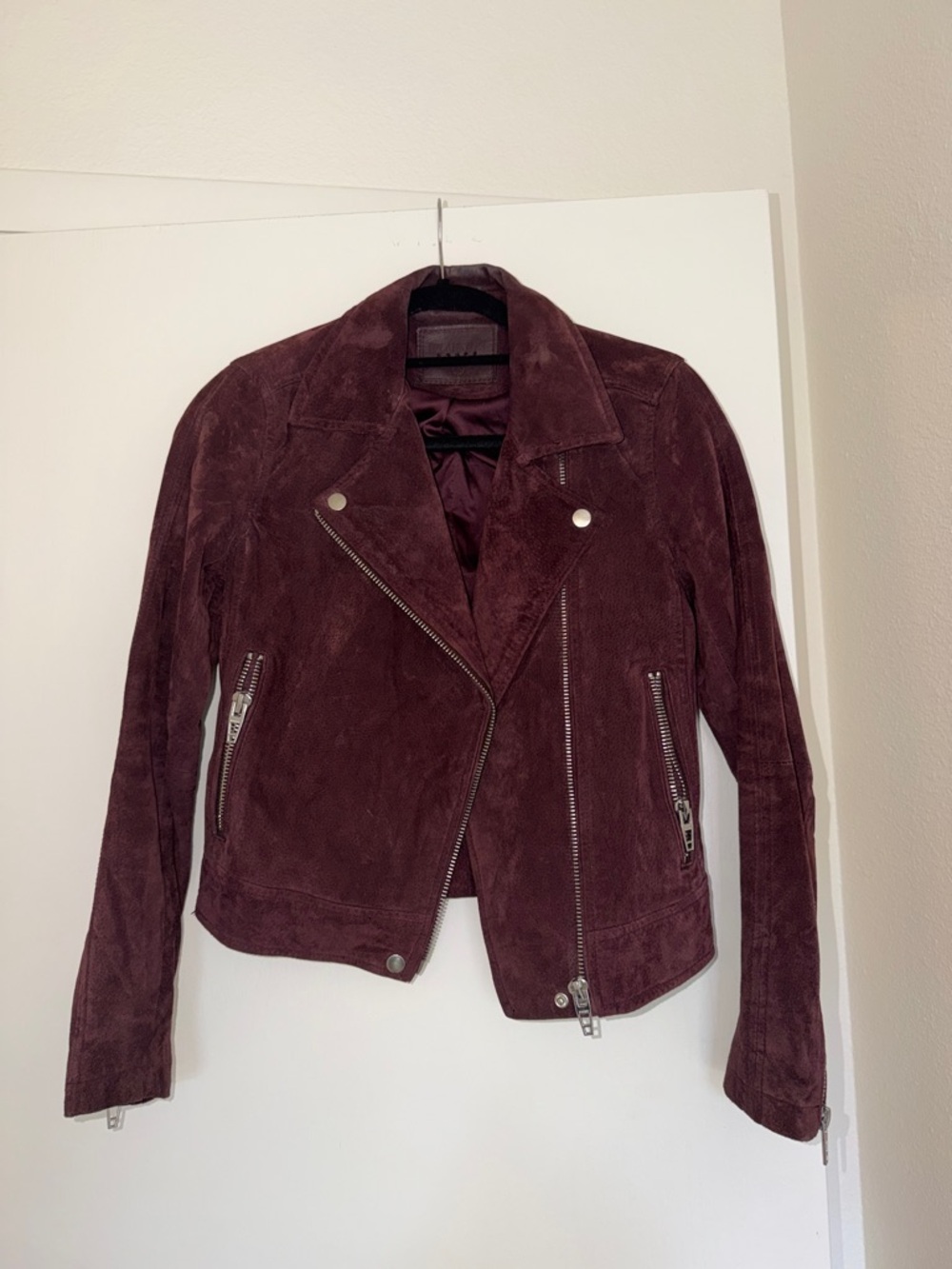 BLANKNYC Suede Moto Jacket – Burgundy – Size XS